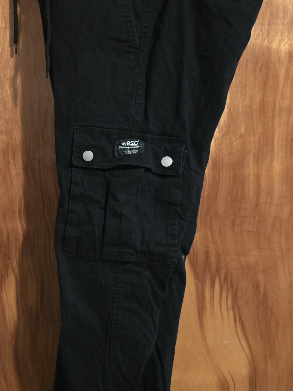 Wesc Black Men's Cargo Pants with Snap Flap Pocket